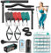 Repston Pilates Bar Kit mit Widerstandsbändern, Heim-Fitnessgeräte, Trainingsgeräte für Frauen und Männer, Pilates-Ausrüstung mit verstellbaren Widerstandsbändern (gebogen, schwarz)