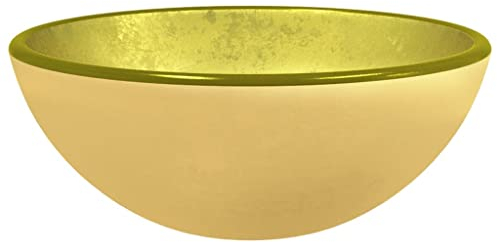 vidaXL Waschbecken, Becken für Badezimmer Waschraum Nasszelle, Aufsatzwaschbecken über der Theke, Waschschale Waschtisch, Hartglas Golden