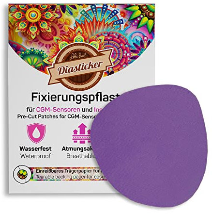 Diasticker® | Overpatch XL Fixierpflaster 8,5 cm (10 Stück, Lila) - Freestyle Libre 2, Dexcom G6, Guardian, Katheter | Wasserfest - Atmungsaktiv - Starker Halt | Patch, Fixierung, Tape, Pflaster