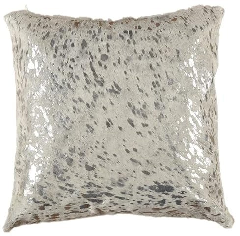 Kuhfelle Online & Nomad KUHFELL Kissen HÜLLE Kissenbezug 50 x 50 cm GRAU Silber Effekt BEIDE Seiten AUS ECHTEM KUHFELL