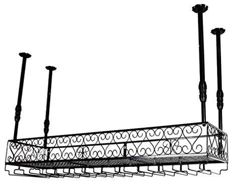 Weinregale, Küche Weinregal zum Aufhängen aus Metall mit Glashalter Kelch Weinflaschenhalter für Küche Barschrank Organisation Decke Weinregal/Schwarz/30Cm