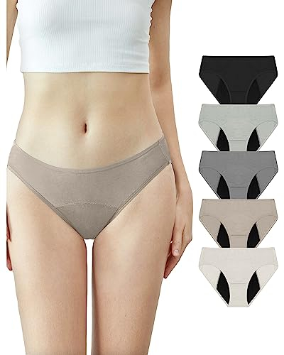 Neione Perioden Unterwäsche Mittlere Blutung Periodenunterschwäsche Damen Menstruation Unterhosen Postpartum Panty Women Bikinislip 5er Pack Satori S
