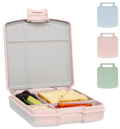 Ubbi Bento Lunch Box for Kids Back to School with 4 Compartments, BPA-Free, Leakproof, Dishwasher Safe, Food-Safe Material, Portion-Controlled Lunch Container, Blush Pink