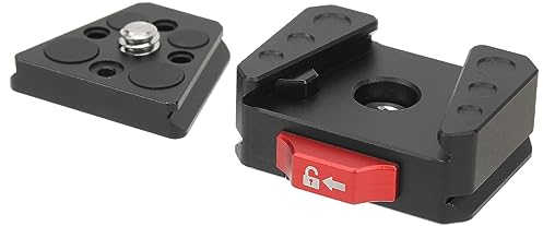 Bewinner V Lock Quick Release Plate, Female V Dock Male V Lock, 38mm Slot, 1/4 Inch Hole, Anti Shake, Easy Unlock, Camera Mount, Compatible with Stabilizers, Tripods, Cameras