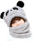 MK MATT KEELY Kinder Winter Mütze Junge Mädchen 2 in 1 Warme Cartoon Panda Schal Ohrenklappe Ski Mütze Set,Grau,5-8 Jahre