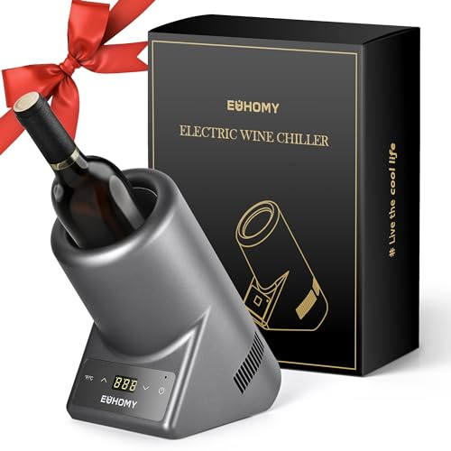 EUHOMY - Enfriador de vino eléctrico, portátil para botellas de vino y champaña de 750 ml, enfriador de vino de una sola botella en el patio, mantiene el frío hasta 24 horas, sorpresa perfecta para