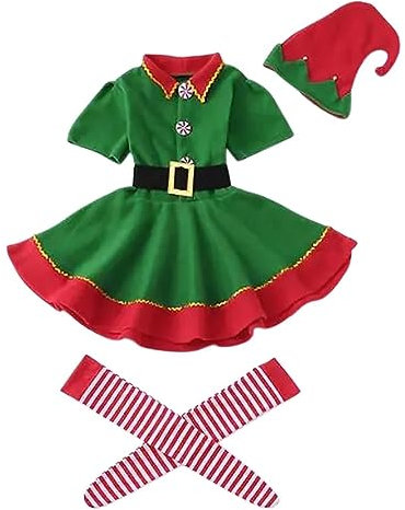 Weihnachtselfen Kostüm Damen Herren Weihnachtself Kinder Wichtel Kostüm Elfenkostüm Faschingskostüme Elfen Kostüm Karneval Kostüm Cosplay Weihnachtsoutfit Familie Elfenkleidung Fasching & Cosplay
