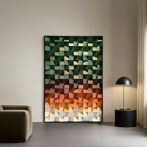 Miscasa 35×47 Wood art wall decor for modern rustic home decor, large wall art for acoustic diffuse, acoustic diffuser wood, panel wall acoustic sound art(Green Ombre