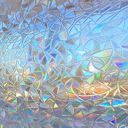 Zindoo Fensterfolie Blickdicht 3D Regenbogeneffekt Sichtschutz 75x200cm | Entfaltet bei Sonnenlicht Faszinierende Farbspiele, Statisch Haftend, schützt vor UV-Strahlen und ist Zuschneidbar