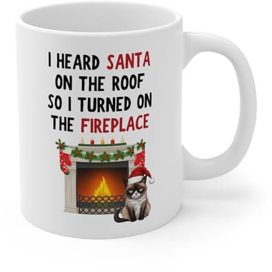 Funny Grumpy Cat Meme Christmas Mug - 11oz White Ceramic Coffee Mug Novelty Gift for Cat Lovers