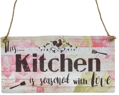 Second Ave Kitchen Seasoned With Love Wooden Hanging Rectangle Home Kitchen Family Sign Plaque