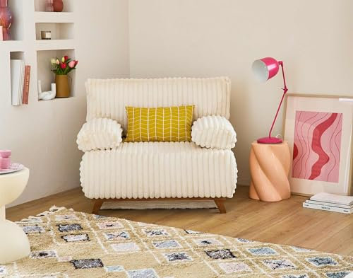 Bestmobilier - Fauteuil Convertible avec Coffre Cristal en Velours Côtelé Beige - Salon