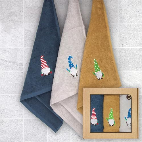 Estuche 3 Paños de Cocina Rizo Americano Elfo, Paños de Calidad, Medida 50x50 Cms, Juego de 3 Paños de Cocina Originales, Gruesos de 500 gr/m², Trapos Absorbentes y Suaves (Elfo, 50X50 cm)