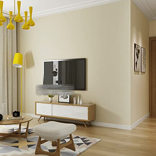 Generic Wallpaper,Japanese Style Linen Texture Wall Paper for Bedroom Living Room Bathroom (20.9X394Inch)/Yellow/0.53 * 10M