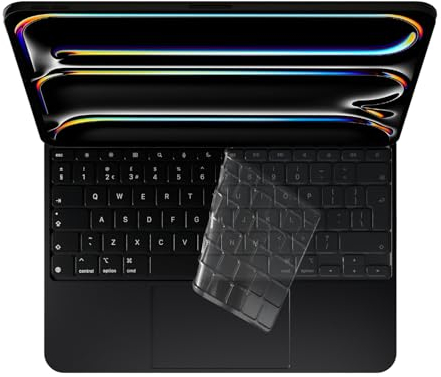 MasiBloom TPU Keyboard Cover Skin for 2024 Newest iPad Pro M4 Chip 13 inch (A2925/A2926) Magic Keyboard Premium Ultra Thin Protector Accessories UK/EU Layout (transparent)