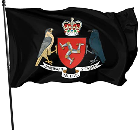 Wappen der Isle of Man-Flagge, 3 x 5 Fuß, lebendige Farbe und UV-beständig, lichtbeständig, Wandflaggen, Banner für den Innen- und Außenbereich