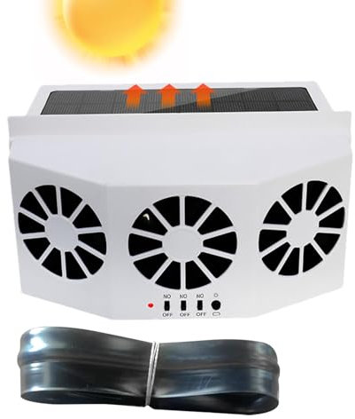 Car Window Vent Fan - Solar Exhaust Fan, Quiet Car Fan | Solar Quiet Vent Fan With 3 Outlet, 1600 Mah Battery And Solar Panel Window Ventilation Fan, Solar Poweredquiet Vehicle Fan For Vehicles