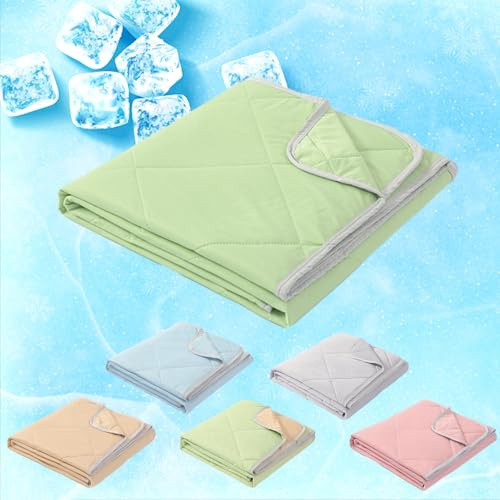 Recitem Cooling Sleep Kühldecke Bett - Kühlende Decke Sommer, Leichte Sommerdecke, Kühldecke für Menschen, Anti-Schweiß Atmungsaktive, Kühldecken zum Schlafen (Grün, 150x200cm)