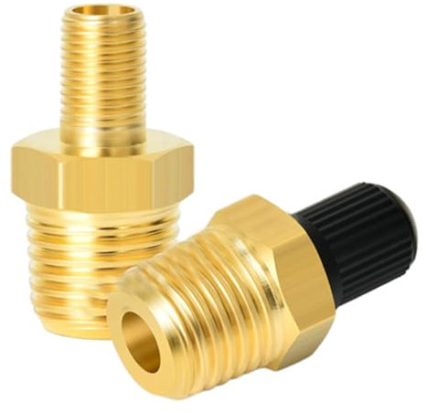 2 Stück 1/4 NPT Messing Luchtcompressor, Schrader Ventil Hochwertiger Luftventil, Reifen Luftkompressorventil Autoventil Tank Füllventile für Auto LKW PKW