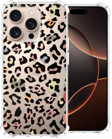 CAROKI Clear Phone Case for iPhone 16 Pro,Cute Leopard Print Pattern Case Cover Soft Protective Bumper Cover Boys Girls Phone Case for iPhone 16 Pro-Leopard Print