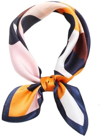 YUECIBAI Schal Damen Seiden Schal Für Frauen Atmungsaktiv Modischer Hals Kragen Mit Buntem Druck Perfektes Haarband Halstuch Für Partys Pendelt Blau