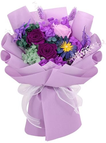 Zanfqvo Rose Éternelle - Idée Cadeau pour Femme - Fleur Éternelle pour La Saint-Valentin, Anniversaire, Noël, Fête des Mères (Violet)