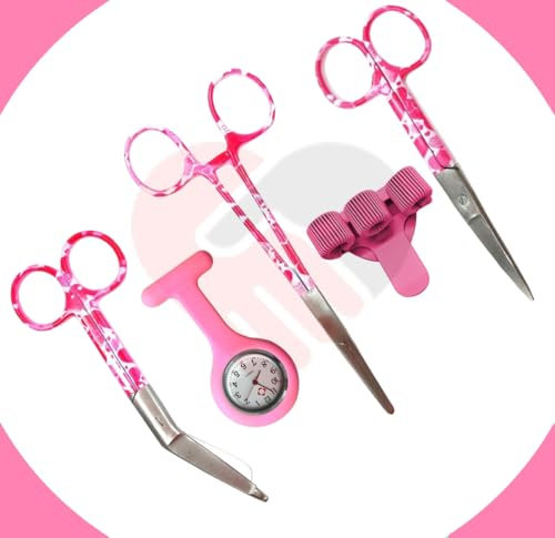Krankenschwester Starterpaket Pink Love - 5-teilig - MDR Zertifikat - Verbandschere - Krankenschwester Schere - Kocher - Krankenschwester Zubehör - Krankenschwester Geschenk