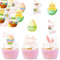 ENLACE Essbare Tortendeko Ostern,48 Stück Frohe Ostern Tortendeko,Esspapier Hase Kuchen Deko Essbar,Cupcake Topper Ostereier Muffin Deko,Kuchendeko Hase Cake Topper