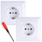 TXErfolg 2 Pack Enchufe de Pared EU Enchufes Empotrados Estándar, 16A 250V Schuko Enchufe con protección Blanco Base Enchufe Superficie Enchufe Pared con destornillador para uso en interiores