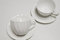 KAITOER Tazze da tè e piattini Tazze da caffè Espresso Latte Mugs Ceramica Tazza Porcellana Tazze da tè Set di 2 (7 oz) Bianca