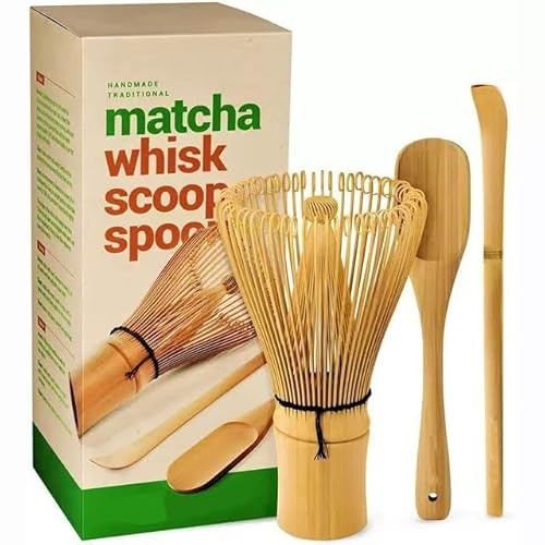 Matcha Set, Matcha Broom, Macha Tea Set of 3 Macha Accessories with Matcha Whisk, Shovel, Bamboo Spoon, Matcha Set for Tea Ceremony, Ceremonial Matcha Accessory Set for Preparation