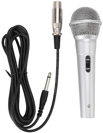Jectse Handmikrofon mit Kabel, 6,35 Mm Nierencharakteristik, Dynamische Gesangsmikrofone mit Kabel, Professionelles Plug-in-Mikrofon mit EIN-/Ausschalter für Lautsprecher, Gesang,