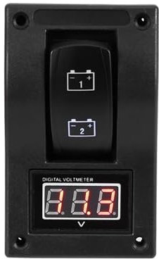 12V DC Marine Boat Voltmeter LED Dual Battery Test Panel Rocker Switch On OFF On