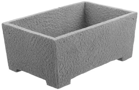 POPETPOP Pot De Fleurs Rectangulaire en Pierre, Jardinière pour Plantes Succulentes, Cactus, Conteneur Multifonctionnel pour Plantes, Décoration De Bureau À Domicile