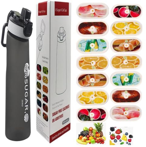 Botella de agua deportiva de 700 ml con cápsulas en 14 sabores, el material Tritan no teme a las altas temperaturas, y el sabor natural de frutas extraído hace que el agua potable sea segura y sabrosa