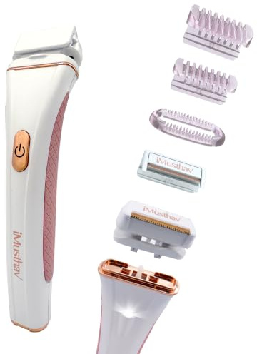 2-en-1 Rasoir électrique pour femmes Dermaplane – Rasoir double usage à sec et humide pour le maillot, les aisselles, les jambes, les bras, le corps et les zones intimes