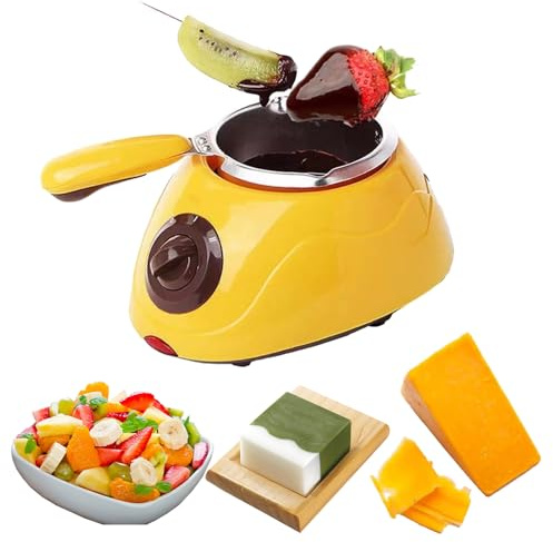 Mini fonduta di Cioccolato Fondente, Manico Lungo/Impugnatura Facile, Macchina più Calda per Caramelle al Burro di Formaggio al Cioccolato al Latte (Yellow)