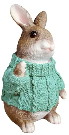 colourliving Hasen Deko Figuren Osterhasen Figuren Groß witzige, entspannte Osterhasen mit Pullover Deko Hasen (Mintgrün)