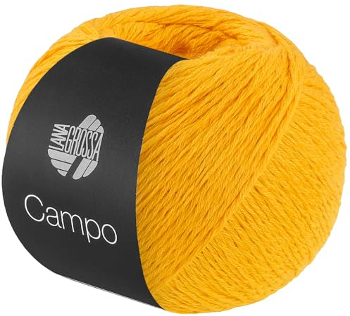 LANA GROSSA Campo | Feines, mehrfach verzwirntes Baumwoll-Mischgarn mit Struktur | Handstrickgarn aus 65% Baumwolle & 25% Viskose & 10% Leinen | 50g Wolle zum Stricken & Häkeln | 165m Garn FB 37