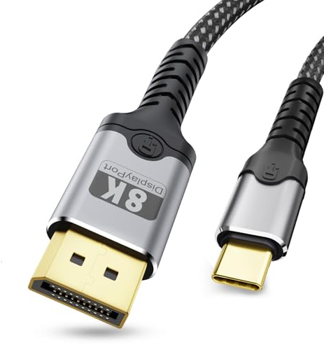 Ticenpe Cavo USB C DisplayPort 1.4 8K 60Hz, 4K 240Hz/144Hz, 2K 240Hz, HDR 32,4Gbps Thunderbolt 4 3 su DisplayPort per iPhone 17 16 15 MacBook Pro Air Mac Mini iPad Pro Air (2M)