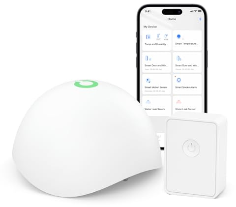Meross Smart Water Leak Detector with Hub, Water Leak Sensor, Apple HomeKit | App Alert, Replaceable Batteries, Wireless Water Alarm, Interlinked, IP67, Suitable for Kitchen, Basement, Bathroom, Garage