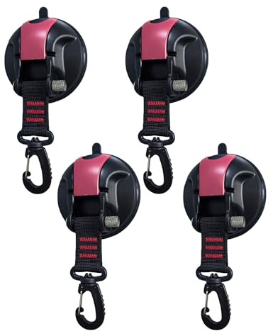 Magicbox Saugnapf Haken Camping 4er Set, Vakuum Saugnäpfe Camping Extra Stark mit Drehbarem D-Ring, Wiederverwendbar Ohne Bohren für Caravan, Dusche, Küche und Glatte Oberflächen