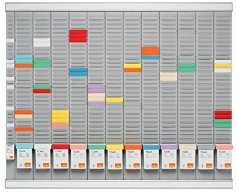 Nobo T-Karten Jahresplanungsset, Wandmontage, Haftnotizen Set mit 12 Spalten und 32 Slots, Größe 2, einschließlich T-Karten und Indexspalte, 32938864