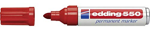 edding 550 Permanent Marker - Red - 1 Pen - Round Tip 3-4 mm - Waterproof, Quick-Drying, Smear-Proof Pens - for Cardboard, Plastic, Wood, Metal, Glass and Fabric