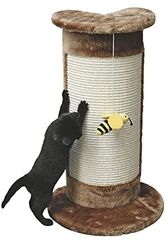 Kerbl Kratzsäule Corner (Farbe braun, Höhe 58 cm, ideal für Zimmerecken, mit Biene am Band, Kratzfläche aus Sisal) 82526