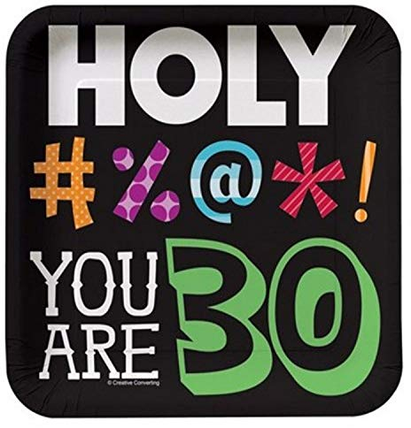 Creative Converting Platos cuadrados de postre de 8 unidades con texto en inglés Holy Bleep