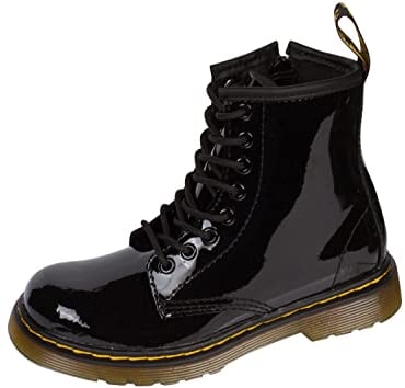 Dr. Martens DELANEY, Stivali Unisex Bambino, Nero (Black Patent Lamper), 32