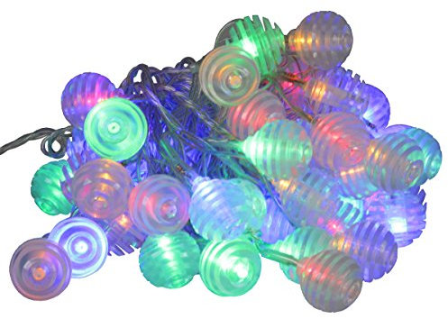 LED Lichterkette Rillen Kugel 6,5 m 50 LED bunt mit Controller 8 verschiedene Leuchtmodi multicolor Außen IP44 Partylichterkette Partylicht Partybeleuchtung Partyleuchte Strahler