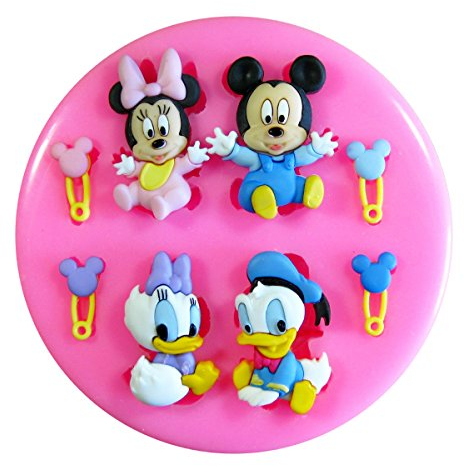 Mickey Mouse del bebé, ratón de Minnie, pato de Donald y pato de la margarita Molde de silicona para la torta de Decoración Pastel de Cupcake Toppers Glaseado Sugarcraft Tool por Fairie Blessings