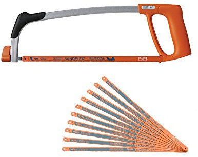 Bahco 317 Hacksaw Frame with 10 x 300mm Bahco Hacksaw Blades 39-06-24 BAH317